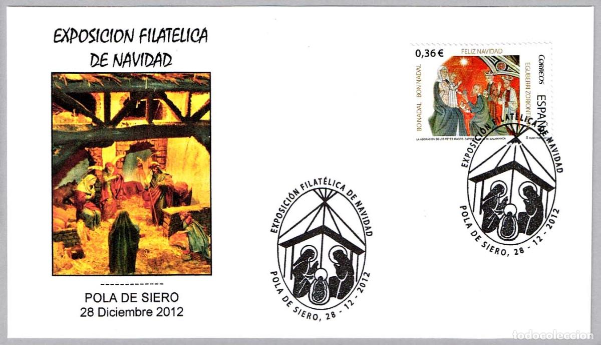 Sellos: Matasellos EXPOSICION FILATELICA DE NAVIDAD. Pola de Siero, Asturias, 2012