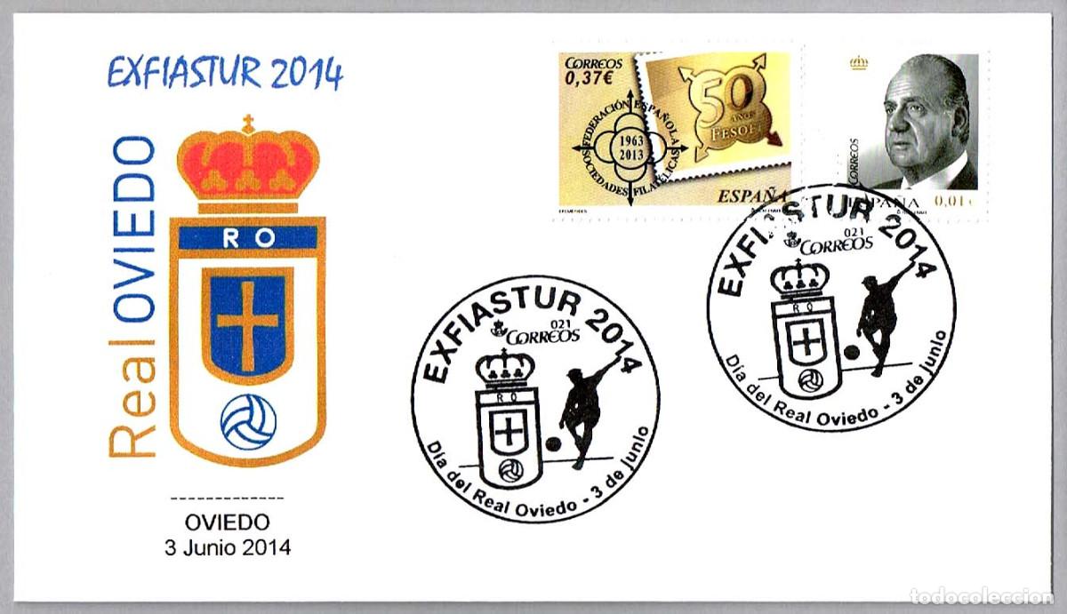 Sellos: Matasellos EXFIASTUR 2014 - DIA DEL REAL OVIEDO - FUTBOL. Oviedo, Asturias, 2014