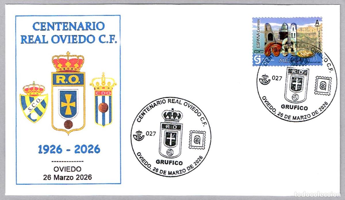 Sellos: Matasellos CENTENARIO REAL OVIEDO C.F. - FUTBOL. Oviedo, Asturias, 2026