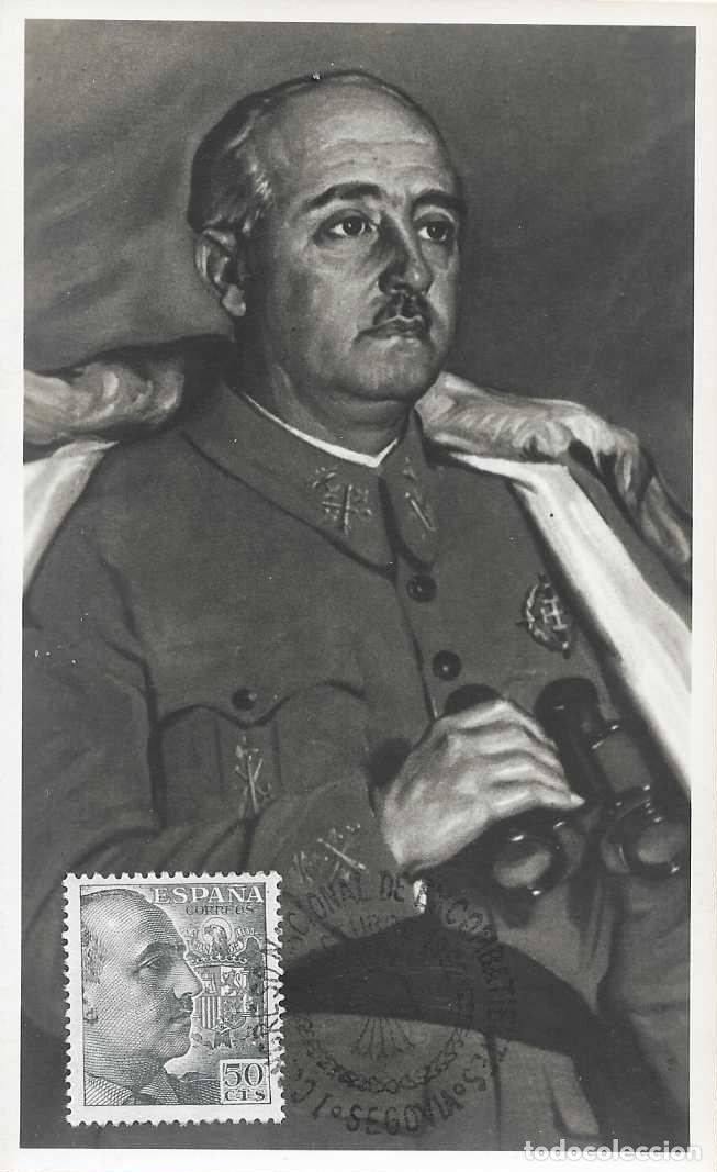 Sellos: EXCOMBATIENTES I CONGRESO NACIONAL, SEGOVIA 1952. MATASELLOS TARJETA GENERAL FRANCO MOD 1 RARO RWR