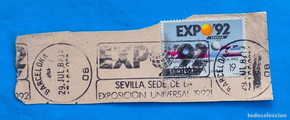 Sellos: MATASELLOS RODILLO-EXPO &rsquo;92 SEVILLA, SEDE EXPOSICI&Oacute;N UNIVERSAL-BARCELONA 1987