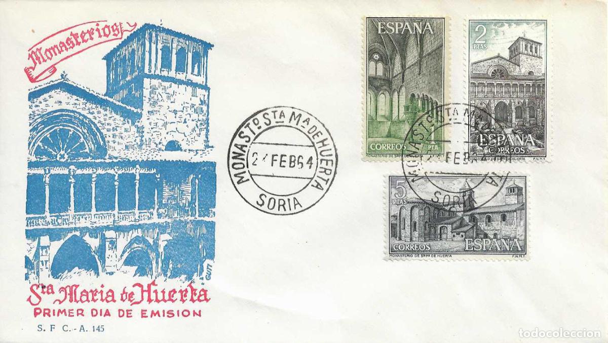 Sellos: MONASTERIO SANTA MARIA DE HUERTA SORIA 1964 (EDIFIL 1563/65) SPD DEL SFC MATASELLOS MONASTERIO RARO