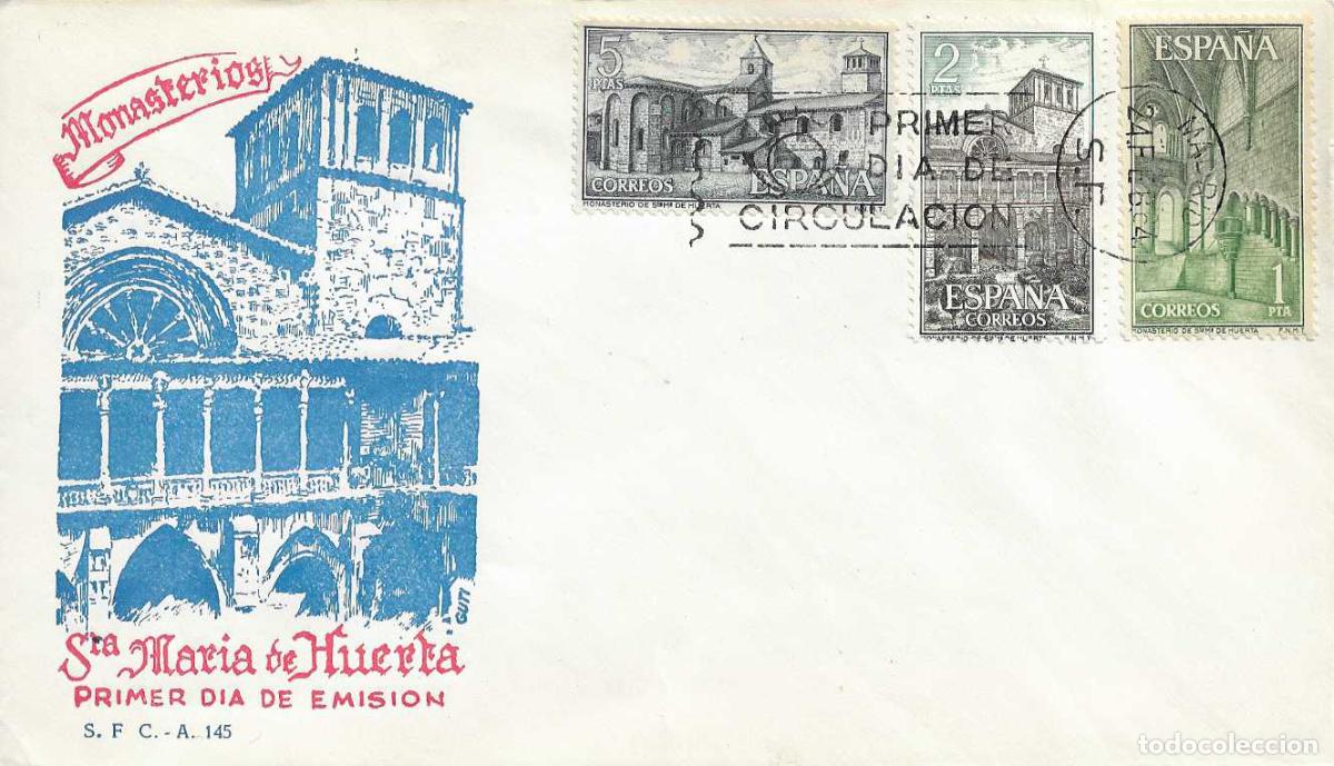 Sellos: MONASTERIO DE SANTA MARIA DE HUERTA SORIA 1964 (EDIFIL 1563/65) EN SPD DEL SERVICIO FILATELICO XZX