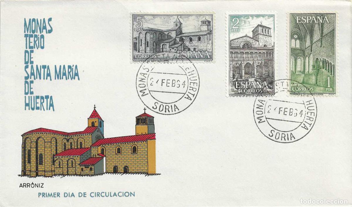 Sellos: MONASTERIO SANTA MARIA DE HUERTA SORIA 1964 (EDIFIL 1563/65) SPD ARRONIZ MATASELLOS MONASTERIO RARO