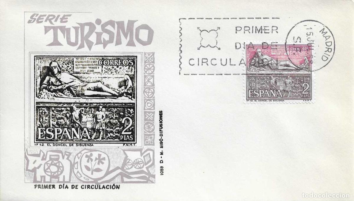 Sellos: EL DONCEL SIG&Uuml;ENZA GUADALAJARA SERIE TURISTICA 1968 (EDIFIL 1878) SOBRE PRIMER DIA SIN CIRCULAR MS