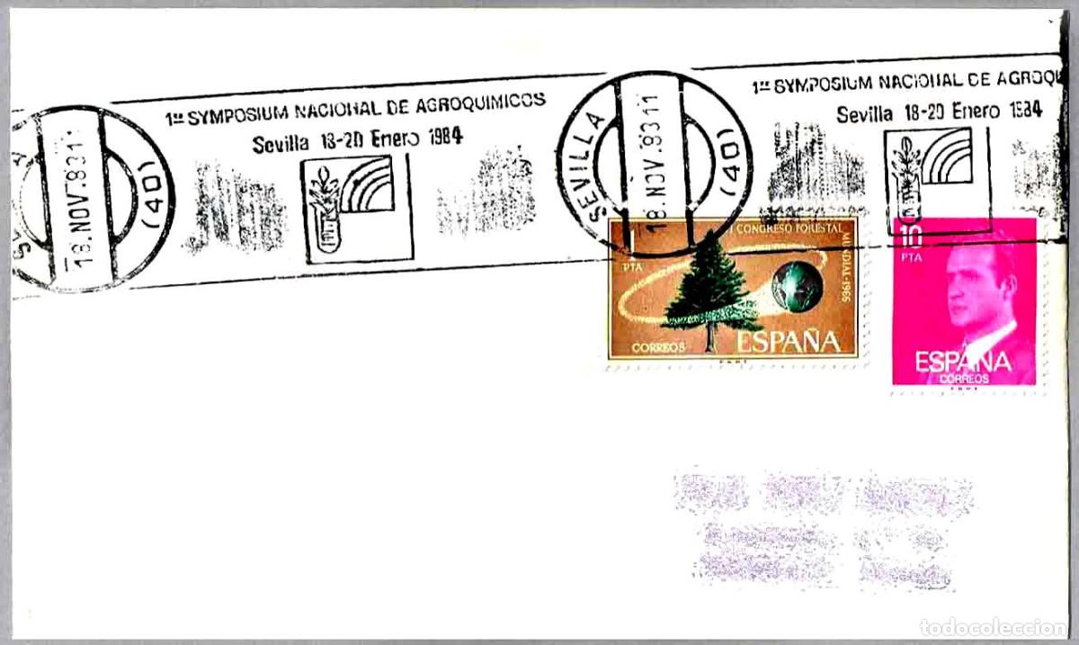 Sellos: Matasellos rodillo I SYMPOSIUM NACIONAL DE AGROQUIMICOS. Sevilla, Andalucia, 1983