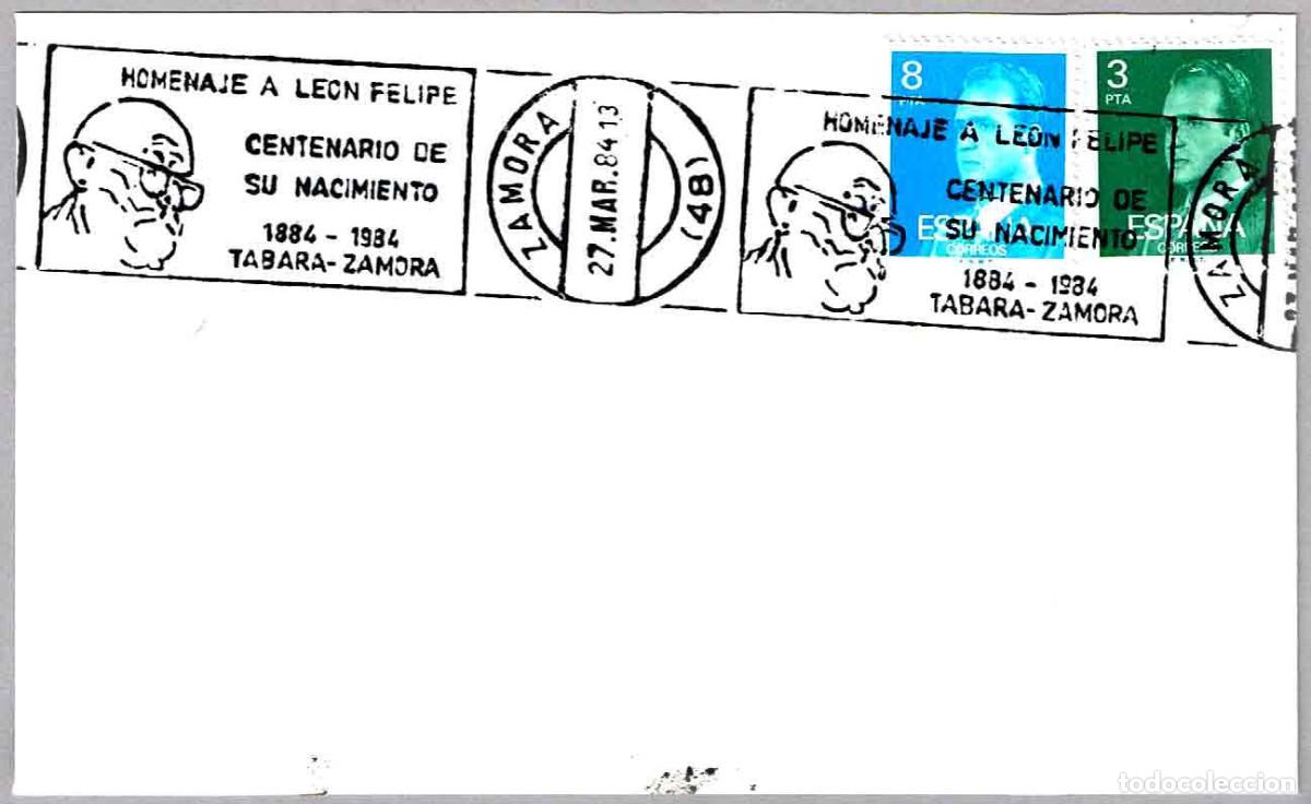 Sellos: Matasellos rodillo CENTENARIO NACIMIENTO LEON FELIPE. Zamora 1984
