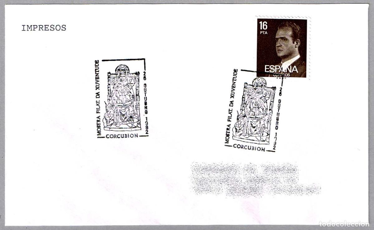 Sellos: Matasellos EXP.FIL. JUVENIL - IMAGEN DE SAN MARCOS. Corcubion, La Coru&ntilde;a, Galicia, 1992