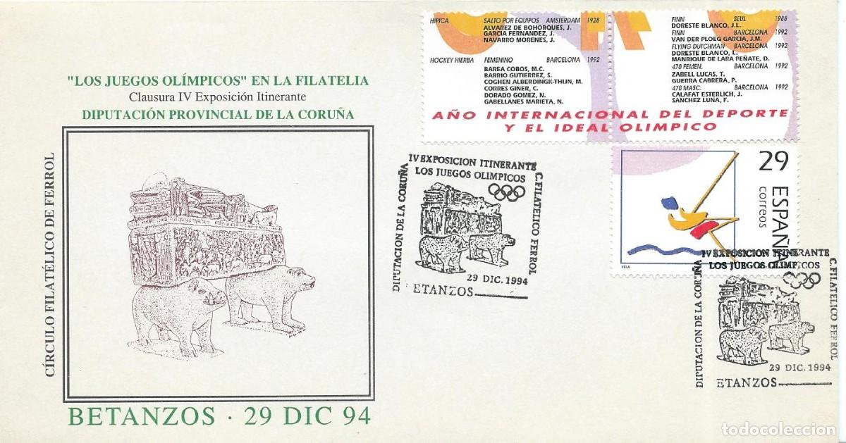 Sellos: 1994. BETANZOS. GALICIA. MATASELLOS/POSTMARK. EXP. ITINERANTE LOS JUEGOS OL&Iacute;MPICOS. DEPORTES/SPORTS.
