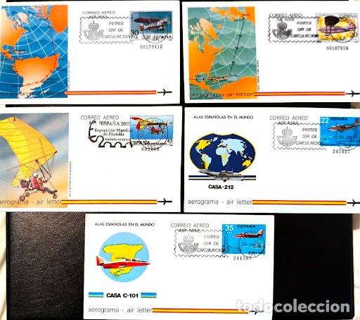Sellos: Lote de 10 Aerogramas Oficiales de Correo A&eacute;reo Espa&ntilde;ol (Primer D&iacute;a de Circulaci&oacute;n)