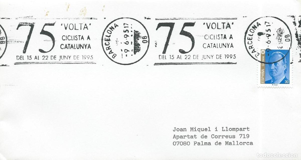 Sellos: 1995. BARCELONA. RODILLO/SLOGAN. 75 VOLTA CICLISTA A CATALUNYA. CICLISMO/CYCLING. DEPORTES/SPORTS.