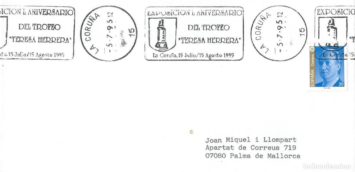 Sellos: 1995. LA CORU&Ntilde;A. RODILLO/SLOGAN. 50 ANIV TROFEO TERESA HERRERA. F&Uacute;TBOL/FOOTBALL. DEPORTES/SPORTS.