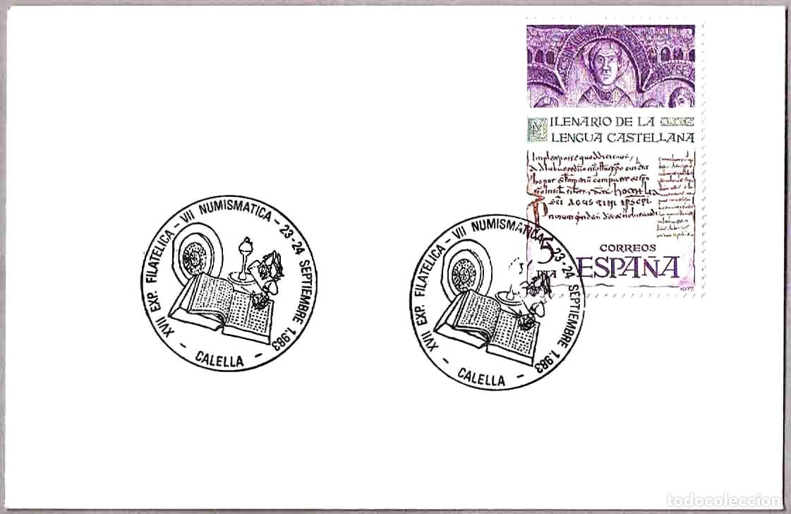 Sellos: Matasellos EXP.FILATELICA - VII NUMISMATICA. Calella, Barcelona, 1983