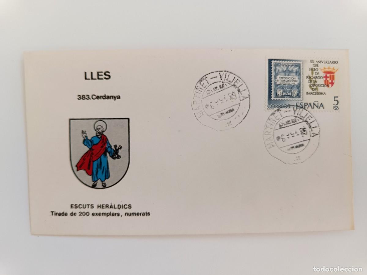 Selos: MATASELLOS EN SOBRE ILUSTRADO CON ESCUDO DE LA POBLACI&Oacute;N DE LLES - CERDANYA - LERIDA