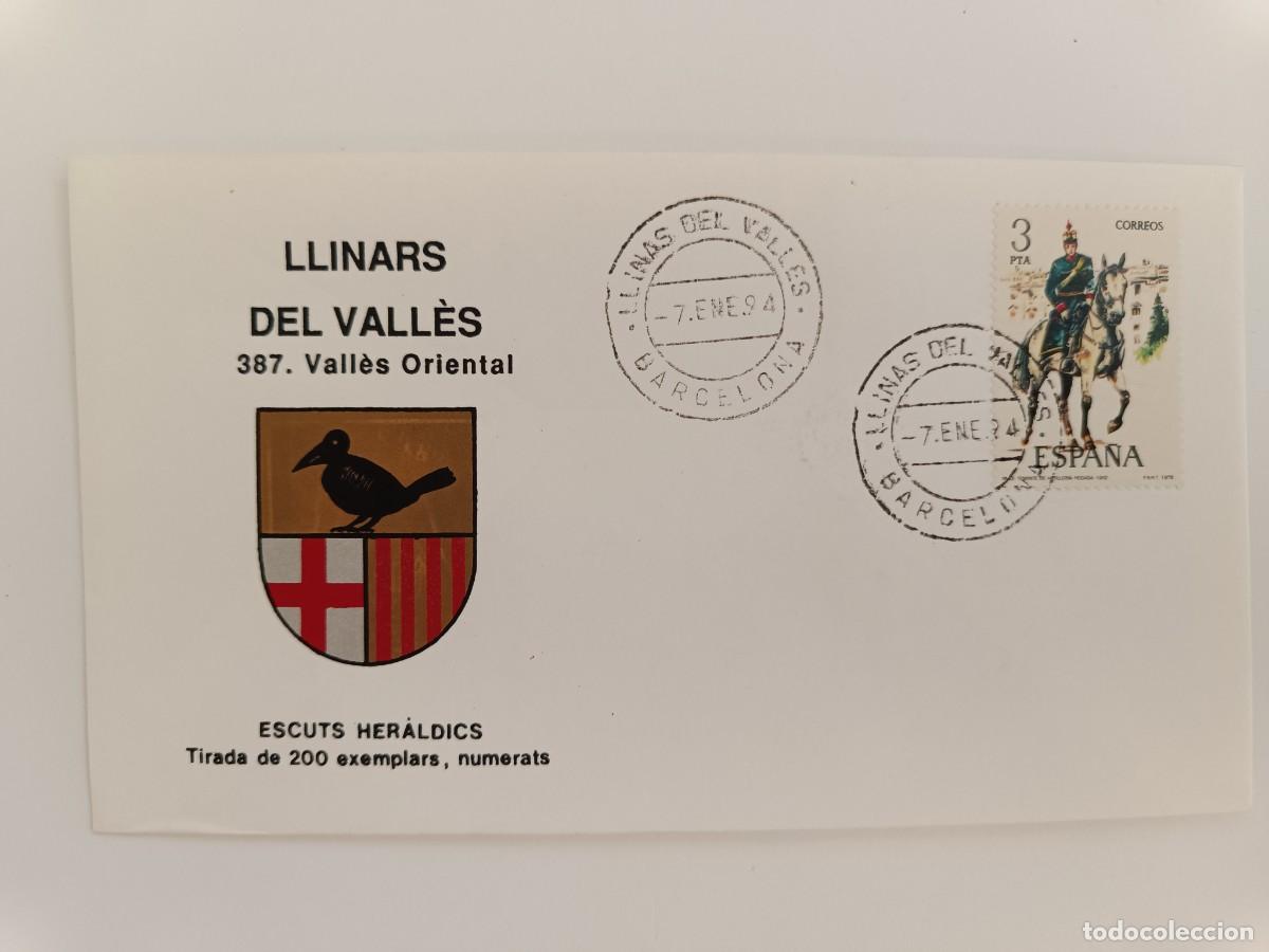 Sellos: MATASELLOS EN SOBRE ILUSTRADO CON ESCUDO DE LA POBLACI&Oacute;N DE LLINARS DEL VALLL&Egrave;S- VALL&Egrave;S ORIENTAL