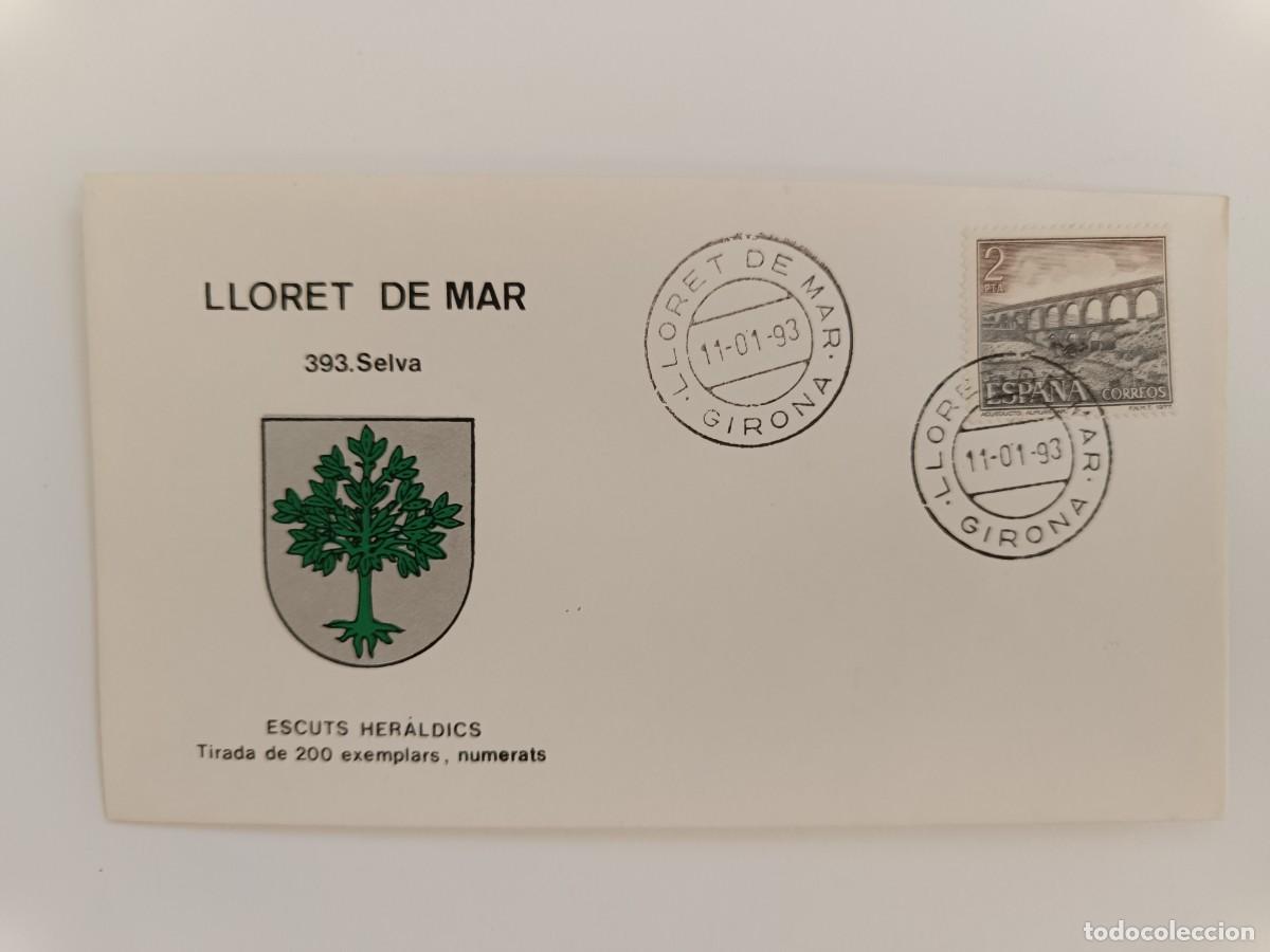 Sellos: MATASELLOS EN SOBRE ILUSTRADO CON ESCUDO DE LA POBLACI&Oacute;N DE LLORET DE MAR - SELVA- GIRONA