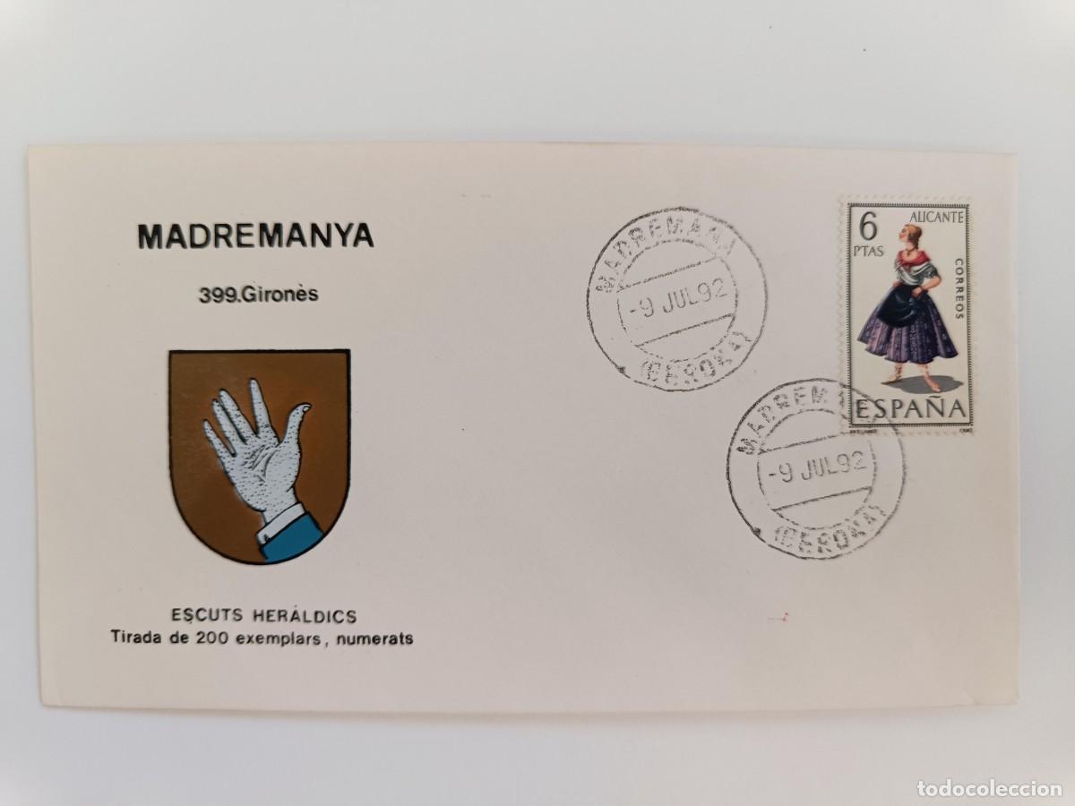 Sellos: MATASELLOS EN SOBRE ILUSTRADO CON ESCUDO DE LA POBLACI&Oacute;N DE MADREMANYA - GIRON&Eacute;S - GIRONA