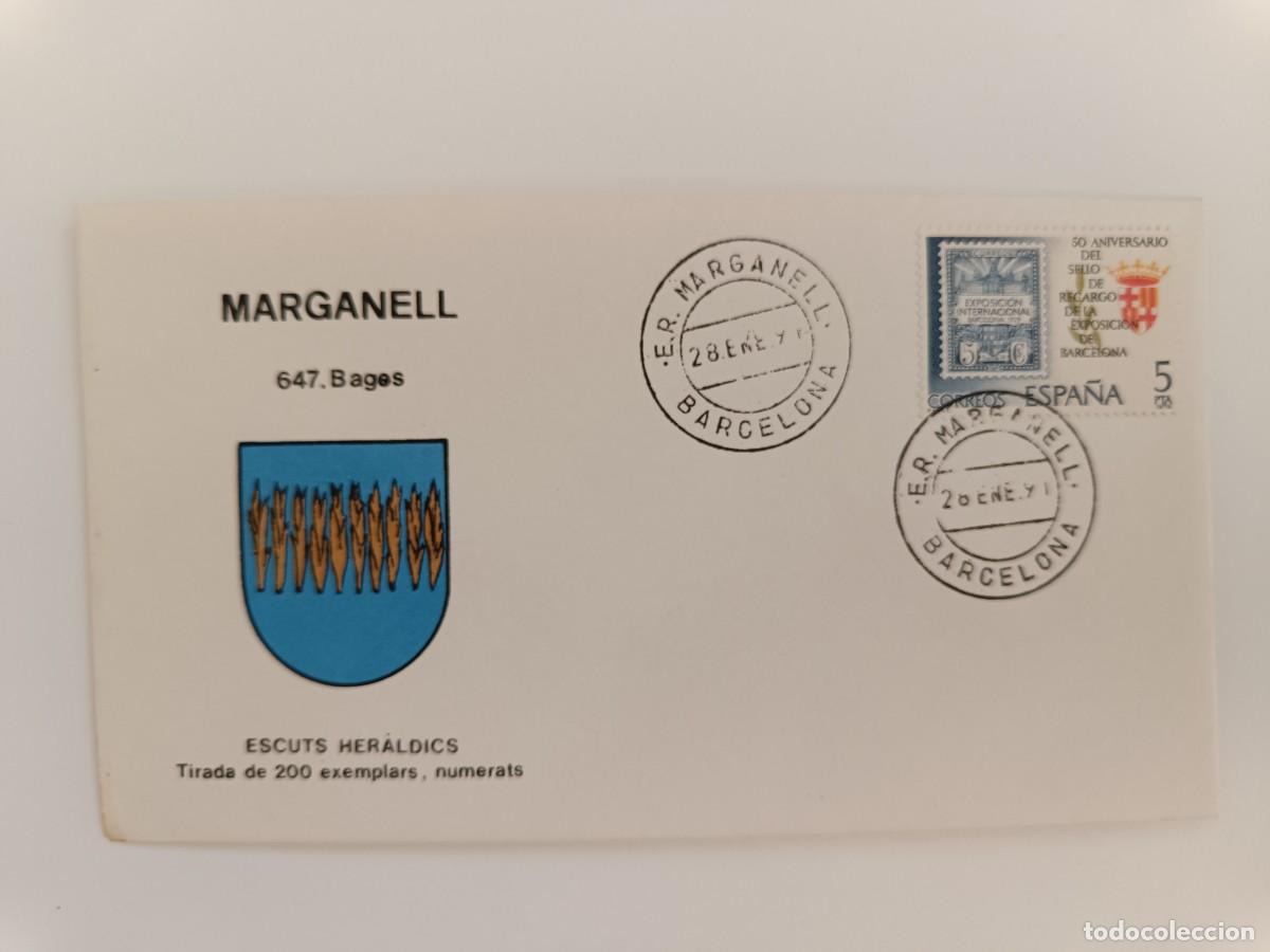 Sellos: MATASELLOS EN SOBRE ILUSTRADO CON ESCUDO DE LA POBLACI&Oacute;N DE MARGANELL - BAGES - BARCELONA