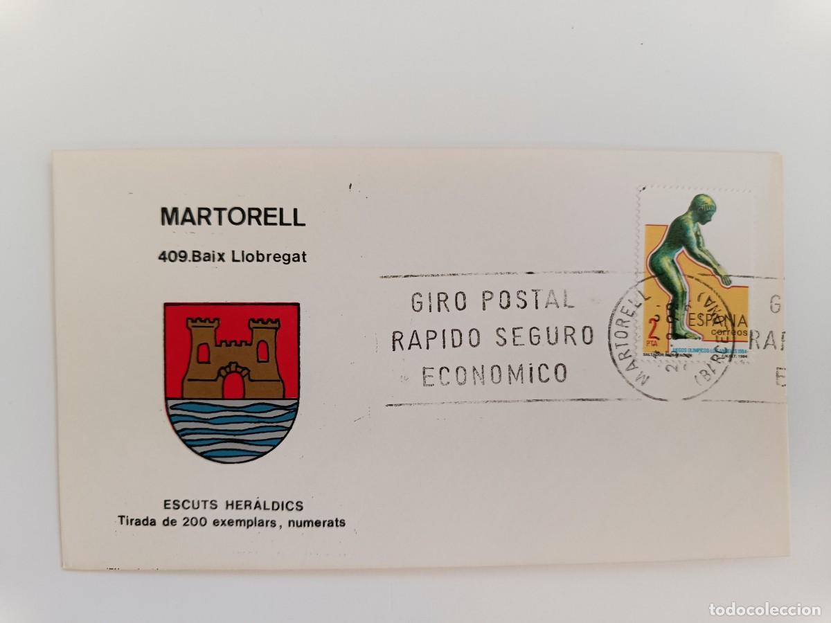 Sellos: MATASELLOS EN SOBRE ILUSTRADO CON ESCUDO DE LA POBLACI&Oacute;N DE MARTORELL- BAIX LLOBREGAT - BARCELONA