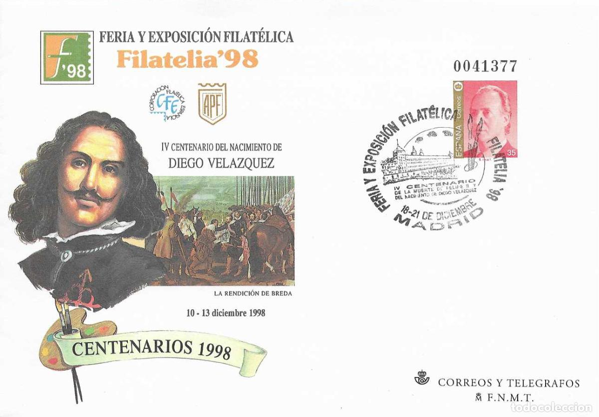 Sellos: PINTURA VELAZQUEZ IV CENTENARIO NACIMIENTO FERIA FILATELIA 98, MADRID 1998. MATASELLOS EN SEP RARO