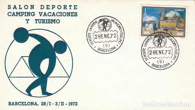 Sellos: A&Ntilde;O 1972, SALON DEL DEPORTE, CAMPING, VACACIONES Y TURISMO, SOBRE DE ALFIL