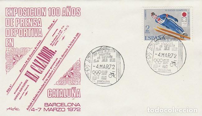 Sellos: A&Ntilde;O 1972, 100 A&Ntilde;OS DE PRENSA DEPORTIVA EN CATALU&Ntilde;A EN SOBRE DE ALFIL