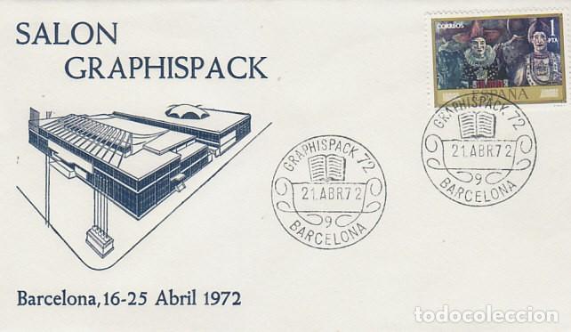 Sellos: A&Ntilde;O 1972, GRAPHISPACK, SALON DE LAS ARTES GRAFICAS Y EL EMBALAJE DE BARCELONA, SOBRE DE ALFIL