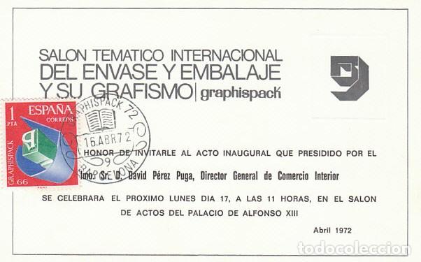 Sellos: A&Ntilde;O 1972, GRAPHISPACK, SALON DE LAS ARTES GRAFICAS Y EL EMBALAJE. EN INVITACION AL ACTO INAUGURAL