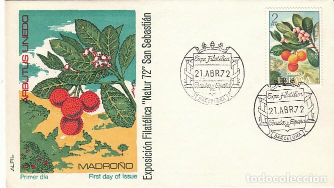 Sellos: A&Ntilde;O 1972, Barcelona, Exposici&oacute;n sobre escudos de Espa&ntilde;a, SOBRE DEL SFC, ES PRIMER DIA DE LOS SELLOS