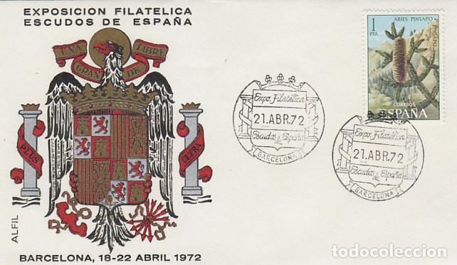 Sellos: A&Ntilde;O 1972, Barcelona, Exposici&oacute;n sobre escudos de Espa&ntilde;a, SOBRE DE ALFIL