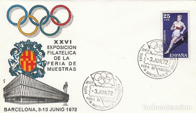 Sellos: A&Ntilde;O 1972, OLIMPIADA DE MUNICH 1972, FERIA DE MUESTRAS BARCELONA, SOBRE DE ALFIL