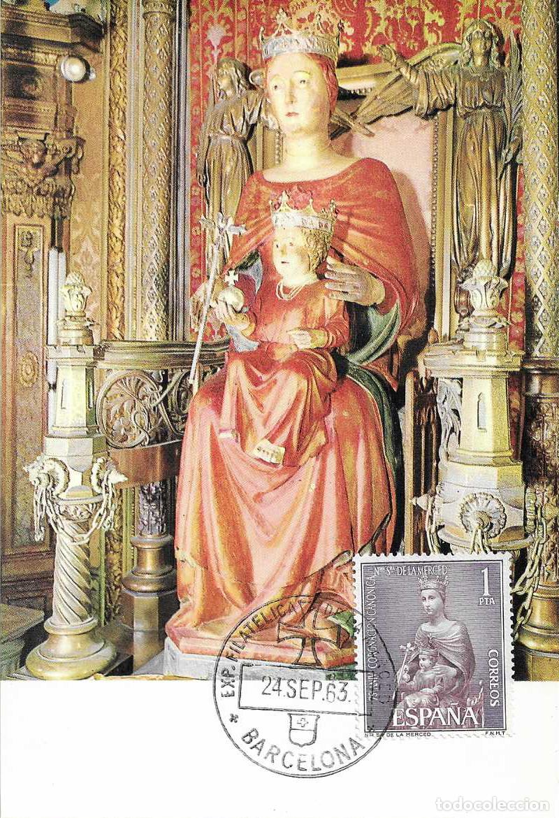 Sellos: EXPOSICION FILATELICA DE LA MERCED, BARCELONA 1963. MATASELLOS EN TARJETA NTRA SRA DE LA MERCED RWR