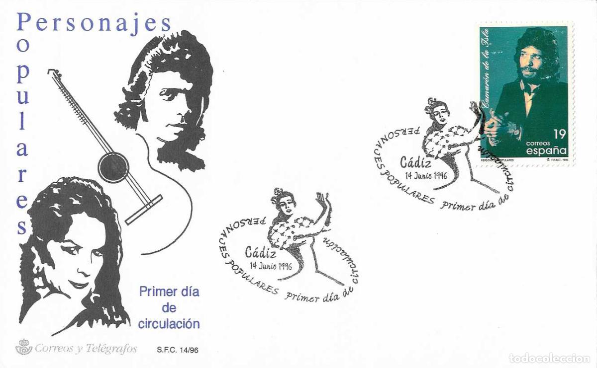 Sellos: MUSICA FLAMENCO CAMARON DE LA ISLA PERSONAJES POPULARES 1996 (EDIFIL 3442) EN SPD DEL SFC CADIZ WXZ