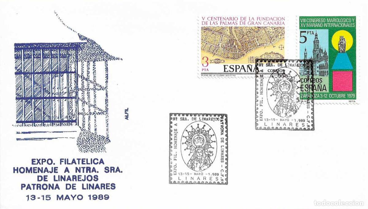 Sellos: HOMENAJE A NTRA SRA DE LINAREJOS PATRONA DE LINARES (JAEN) 1989 RARO MATASELLOS SOBRE ALFIL RELIGION