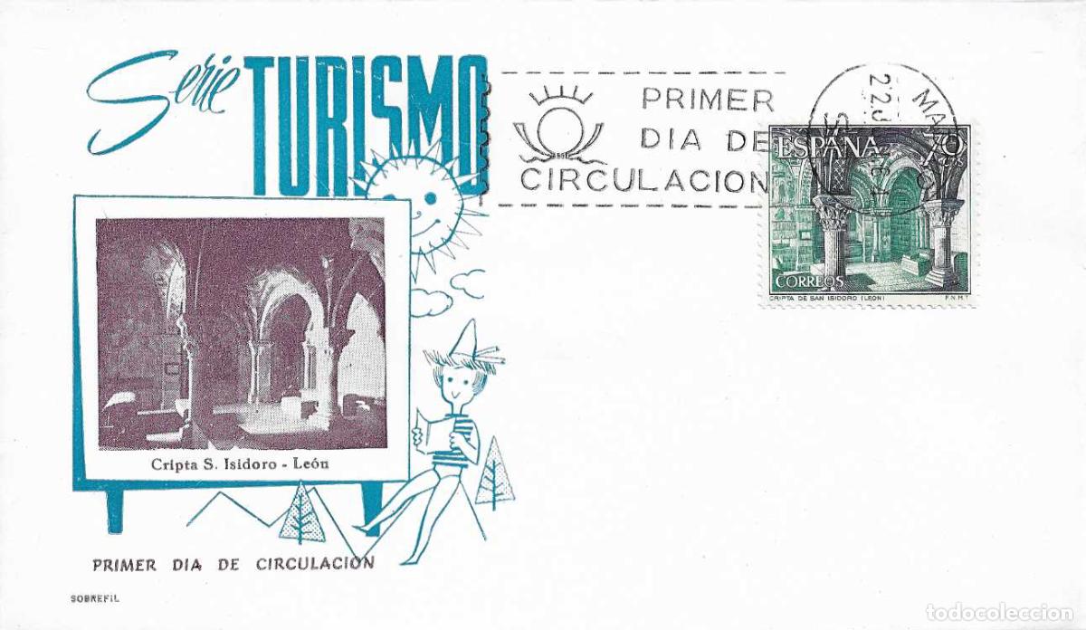 Sellos: CRIPTA DE SAN ISIDORO LEON TURISMO SERIE TURISTICA 1964 (EDIFIL 1543) EN SPD DE SOBREFIL RARO ASI