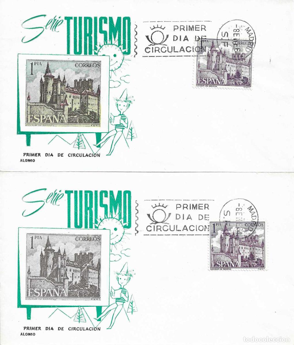 Sellos: RARA VARIEDAD ALCAZAR DE SEGOVIA SERIE TURISTICA 1964 (EDIFIL 1546) EN SOBRE PRIMER DIA ALONSO RARO