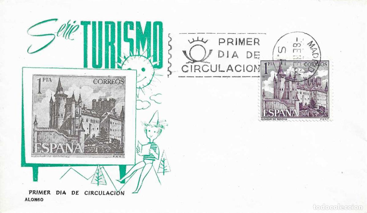 Sellos: TURISMO ALCAZAR DE SEGOVIA SERIE TURISTICA 1964 (EDIFIL 1546) SOBRE PRIMER DIA SIN CIRCULAR ALONSO