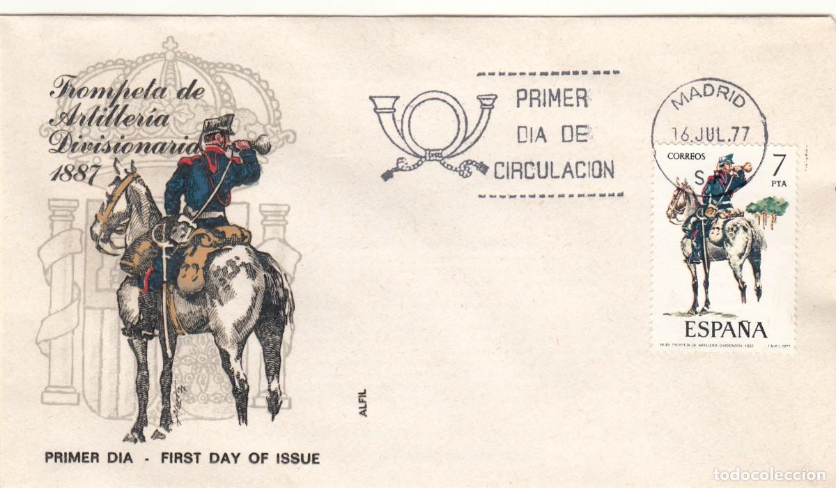 Sellos: SOBRE: 1977 MADRID. TROMPETA ARTILLERIA DIVISIONARIO 1887