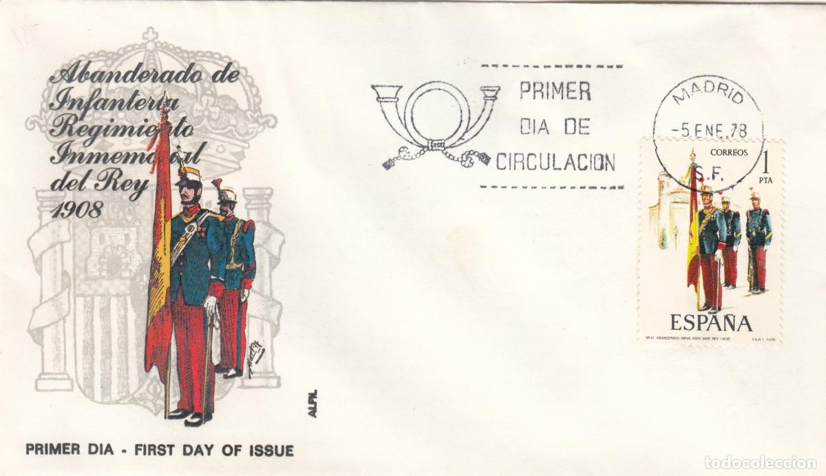Sellos: SOBRE: 1978 MADRID. ABANDERADO DE INFANTERIA REGIMIENTO INMEMORIAL DEL REY 1908