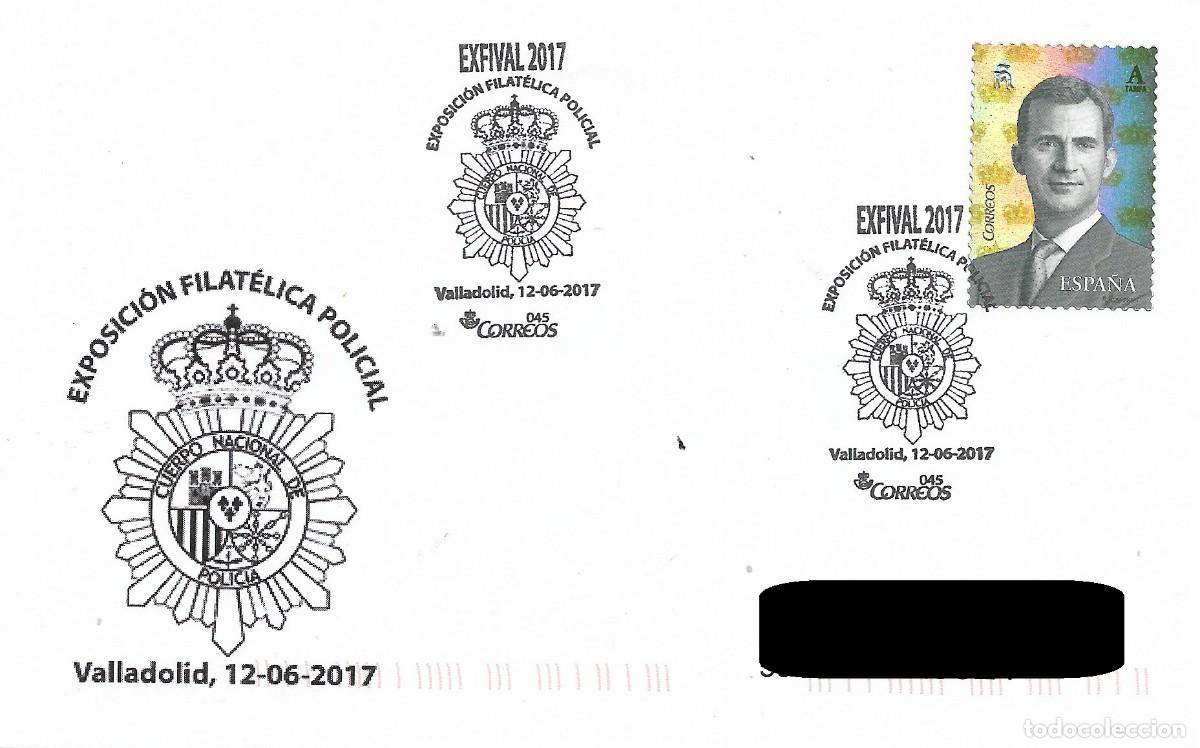 Sellos: ESPA&Ntilde;A. MATASELLOS ESPECIAL. EXPOSICION FILATELICA POLICIAL. VALLADOLID. 2017
