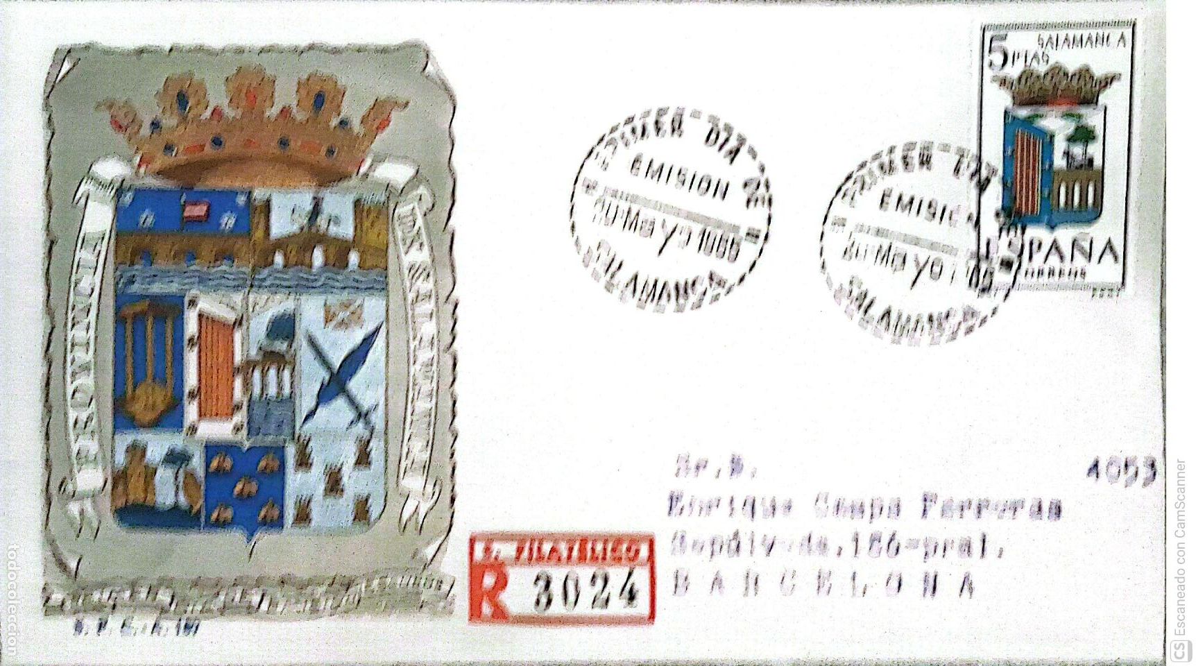 Sellos: Espa&ntilde;a. SPD 1635 Escudo de Salamanca. Matasello Primer D&iacute;a 20-Mayo. 1965 Salamanca. Numeraci&oacute;n Edifi