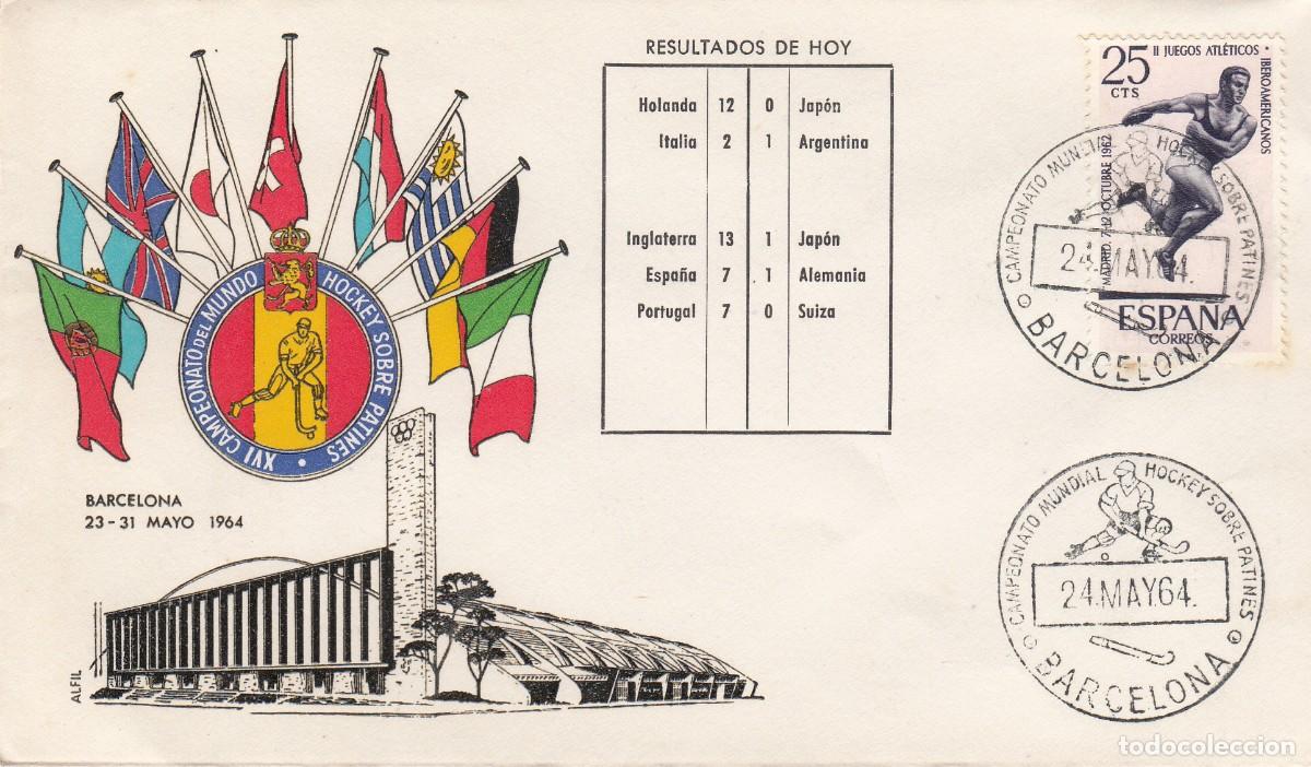 Sellos: MATASELLOS - CAMPEONATO DEL MUNDO DE HOCKEY -RESULTADOS - BARCELONA - 1964