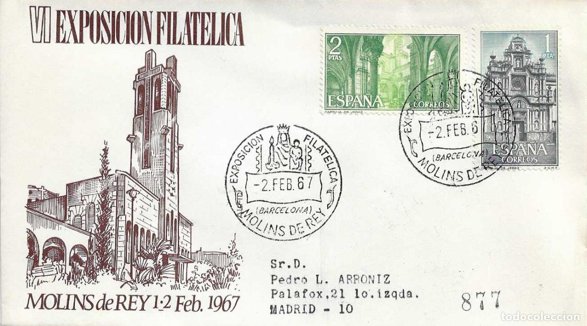Sellos: VIRGEN DE LA CANDELARIA, MOLINS DE REY (BARCELONA) 1967 RARO MATASELLOS EN SOBRE CIRCULADO ALFIL RWR