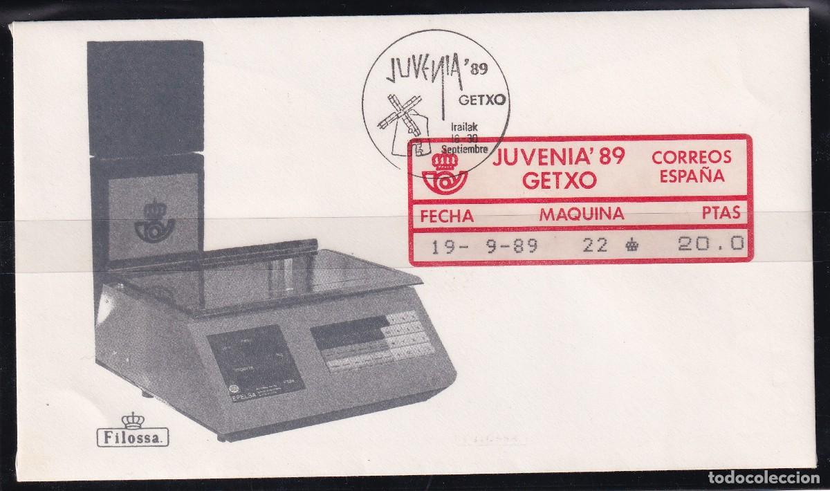 Sellos: SOBRE CON ETIQUETA DE JUVENIA 89 EN GETXO DEL A&Ntilde;O 1989 CON MATASELLOS CONMEMORATIVOS