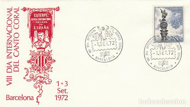 Sellos: A&Ntilde;O 1972, DIA INTERNACIONAL DEL CANTO CORAL, EN SOBRE DE ALFIL