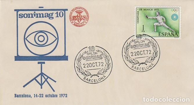 Sellos: A&Ntilde;O 1972, sonimag, sal&oacute;n del sonido, la imagen y la electr&oacute;nica, en sobre oficial
