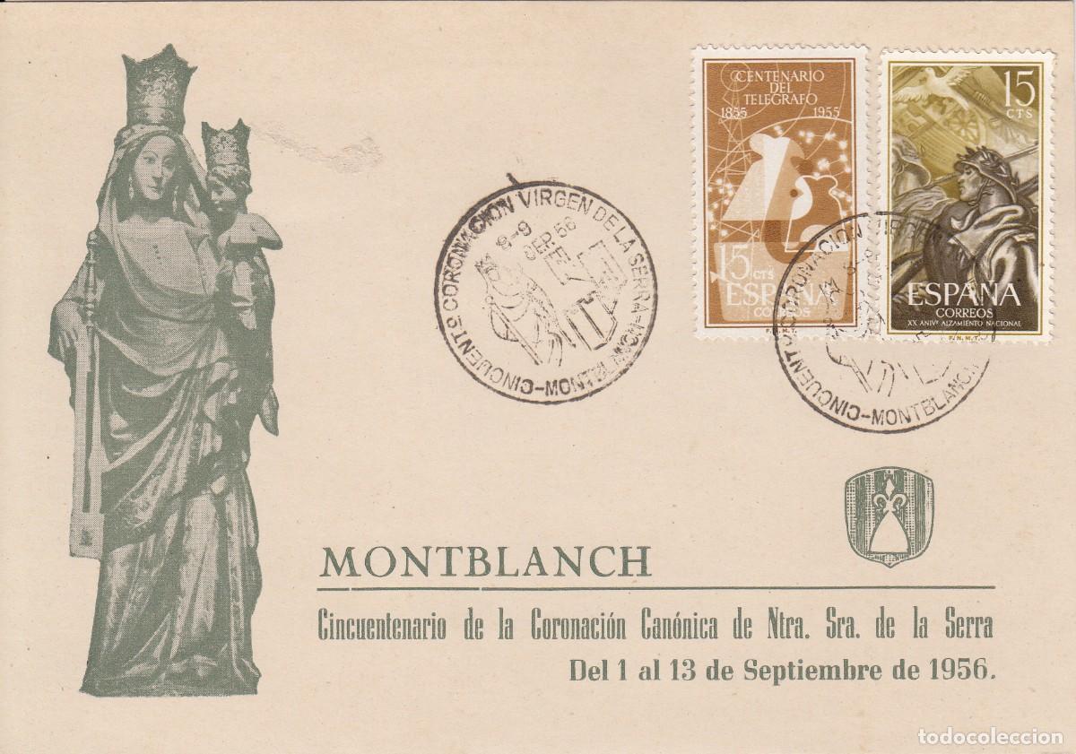 Sellos: MATASELLOS CINCUENTENARIO CORONACI&Oacute;N NTRA. SRA . DE LA SERRA - MONTBLANC - 1956