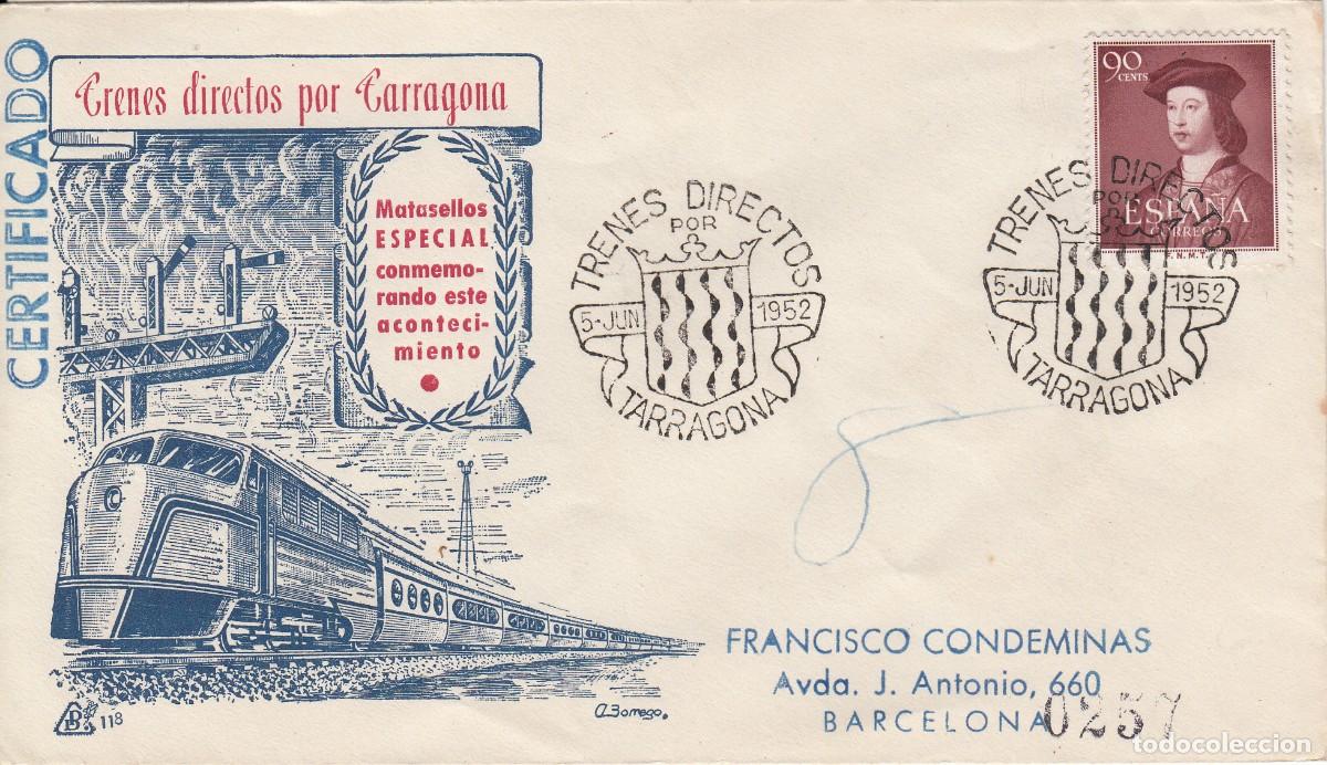 Sellos: MATASELLOS TRENES DIRECTOS POR TARRAGONA - 1952