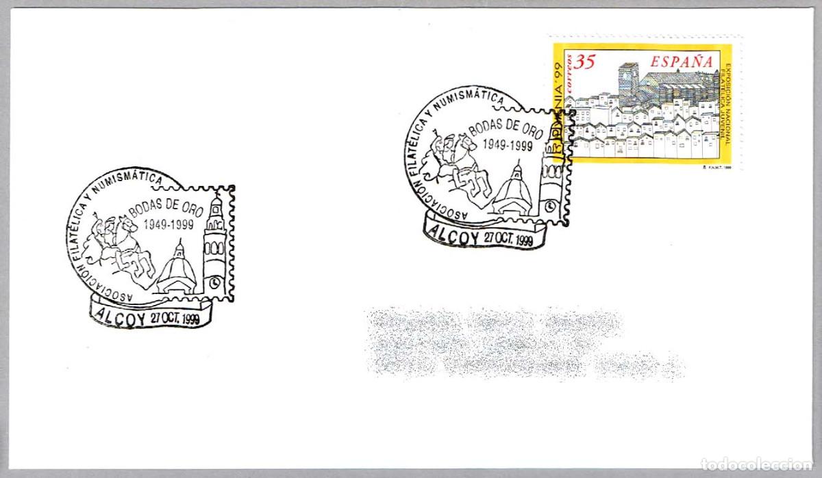 Sellos: Matasellos BODAS DE ORO ASOC. FILATELICA. Alcoy, Alicante, 1999