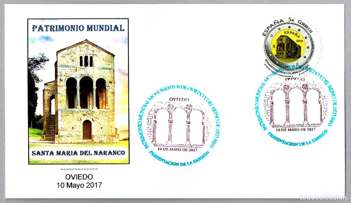 Sellos: Matasellos Presentacion - PATRIMONIO MUNDIAL - SANTA MARIA DEL NARANCO. Oviedo, Asturias, 2017